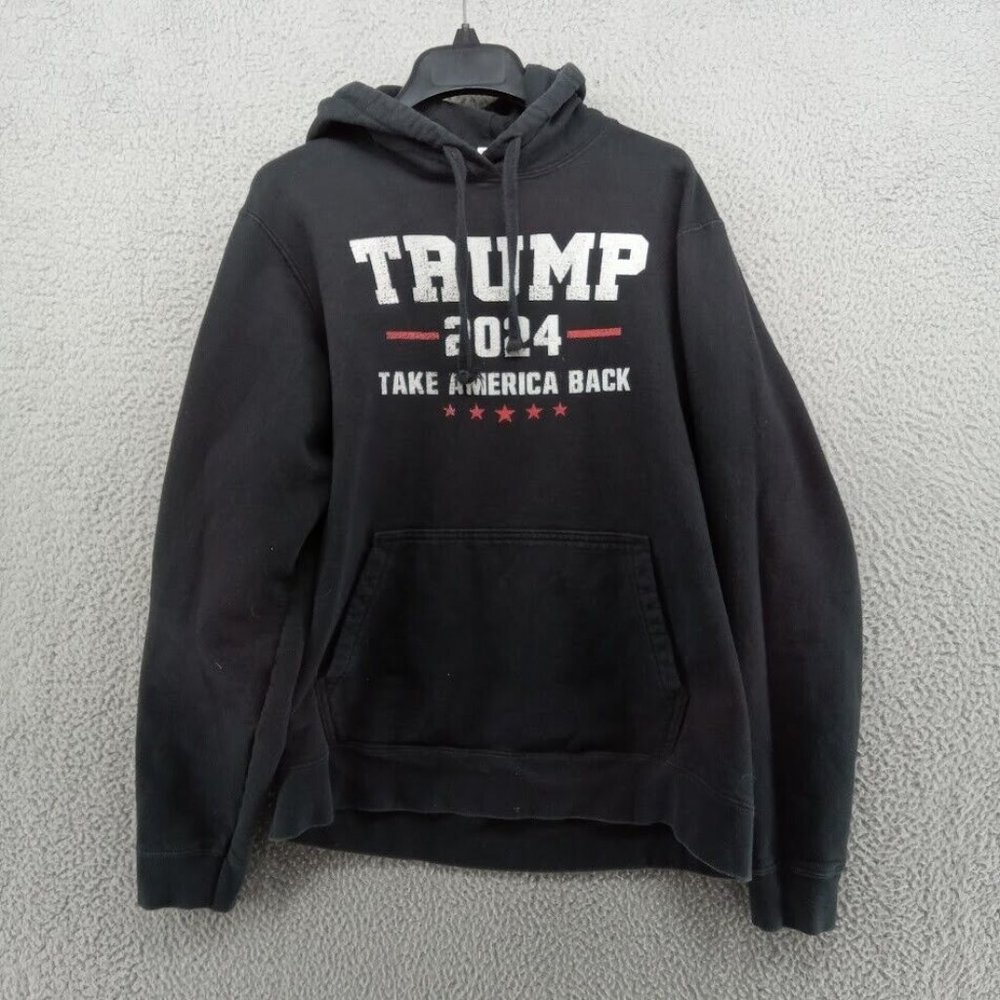 Donald Trump Hoodie Mens Medium Black 2024 Take America Back Sweatshirt